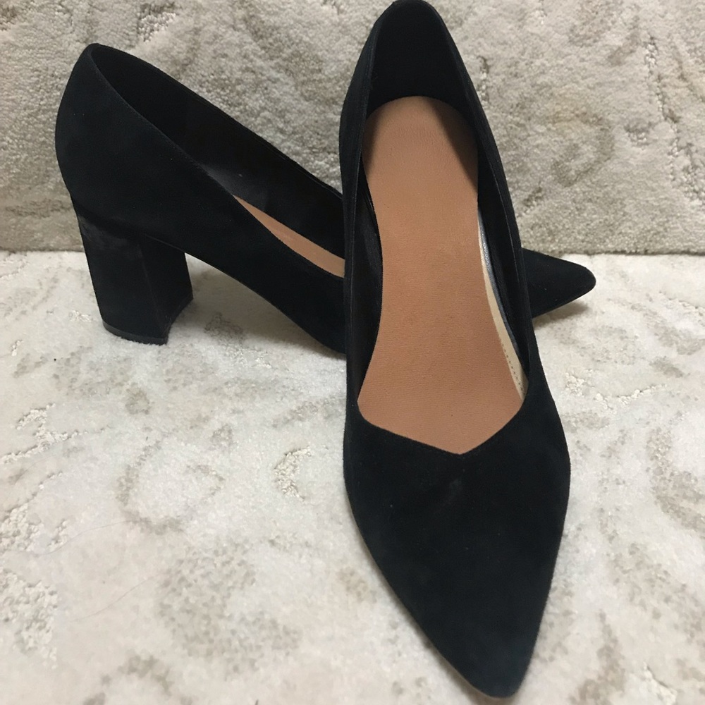 Sq Heel Point Toe by Marc Fisher Black Suede 7.5